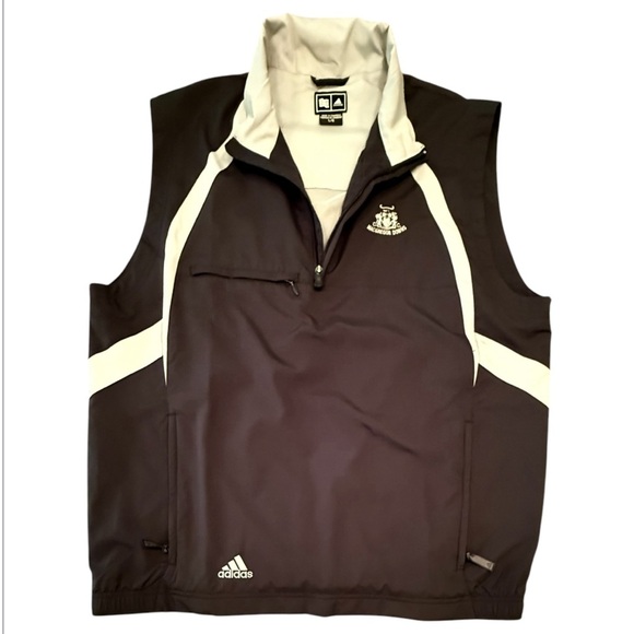 Adidas Black and White Golf Windbreaker Quarter Zip Vest Size Large